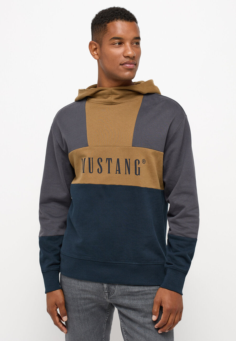 Męska Bluza z Kapturem Mustang Logo Bennet Color Block Carbon 1014506 4135