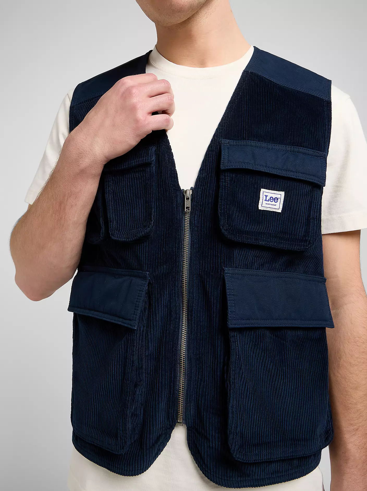 MĘSKA KAMIZELKA LEE MIXED MEDIA WW VEST RIVET NAVY 112371272