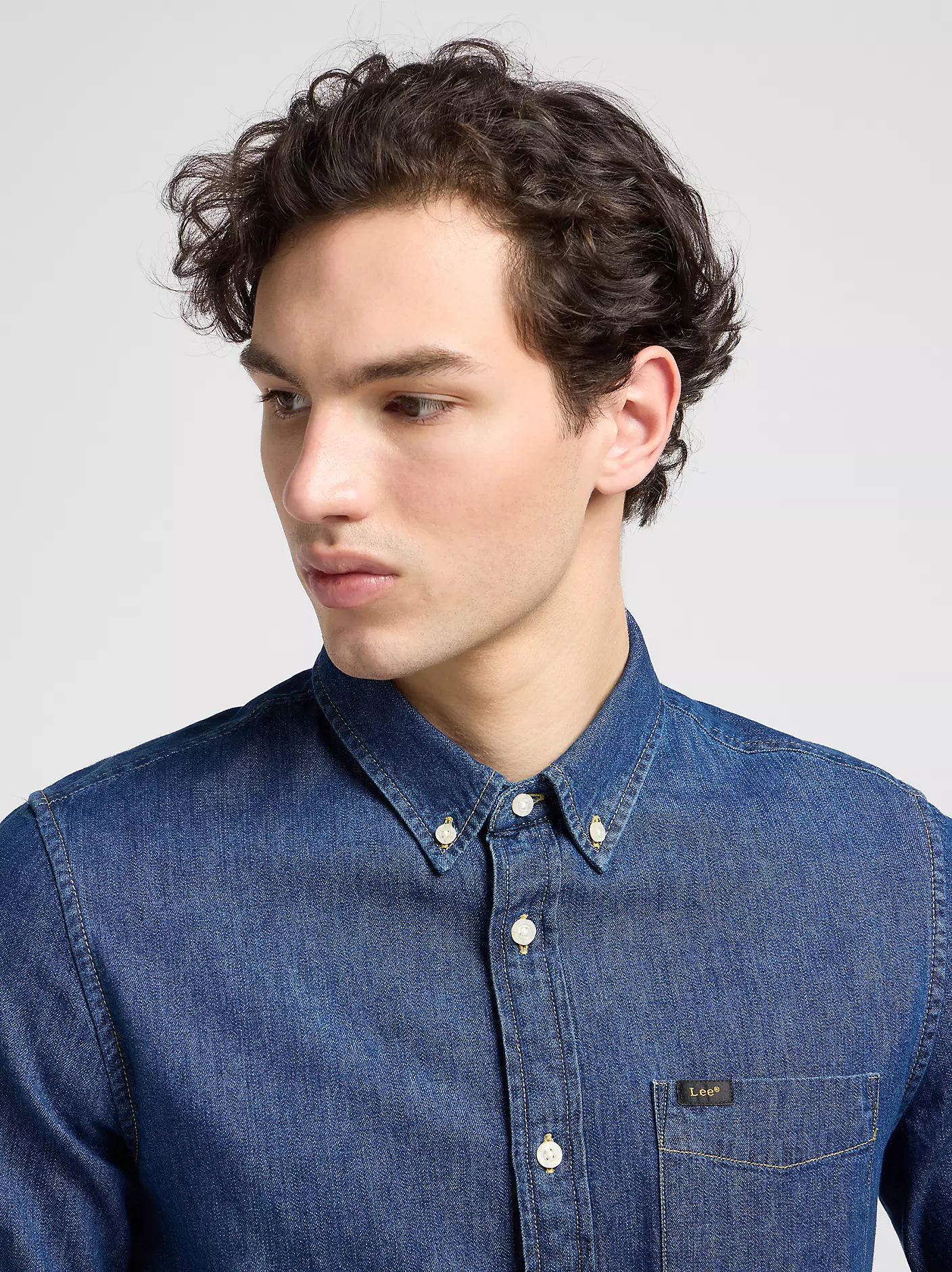 MĘSKA KOSZULA JEANSOWA LEE BUTTON DOWN MID STONE 112330675