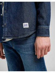 Męska Koszula Jeansowa Lee No Pocket Button Down Blue Ridge 112370477