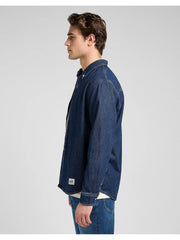 Męska Koszula Jeansowa Lee No Pocket Button Down Blue Ridge 112370477