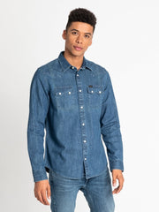 MĘSKA KOSZULA JEANSOWA LEE RIDER SHIRT DIPPED BLUE L851PLLA 112122519