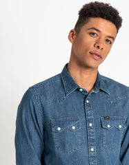 MĘSKA KOSZULA JEANSOWA LEE RIDER SHIRT DIPPED BLUE L851PLLA 112122519