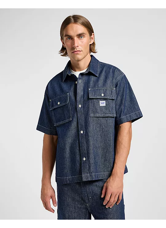 MĘSKA KOSZULA JEANSOWA LEE SS WORKWEAR SHIRT RINSE WASH 112364152