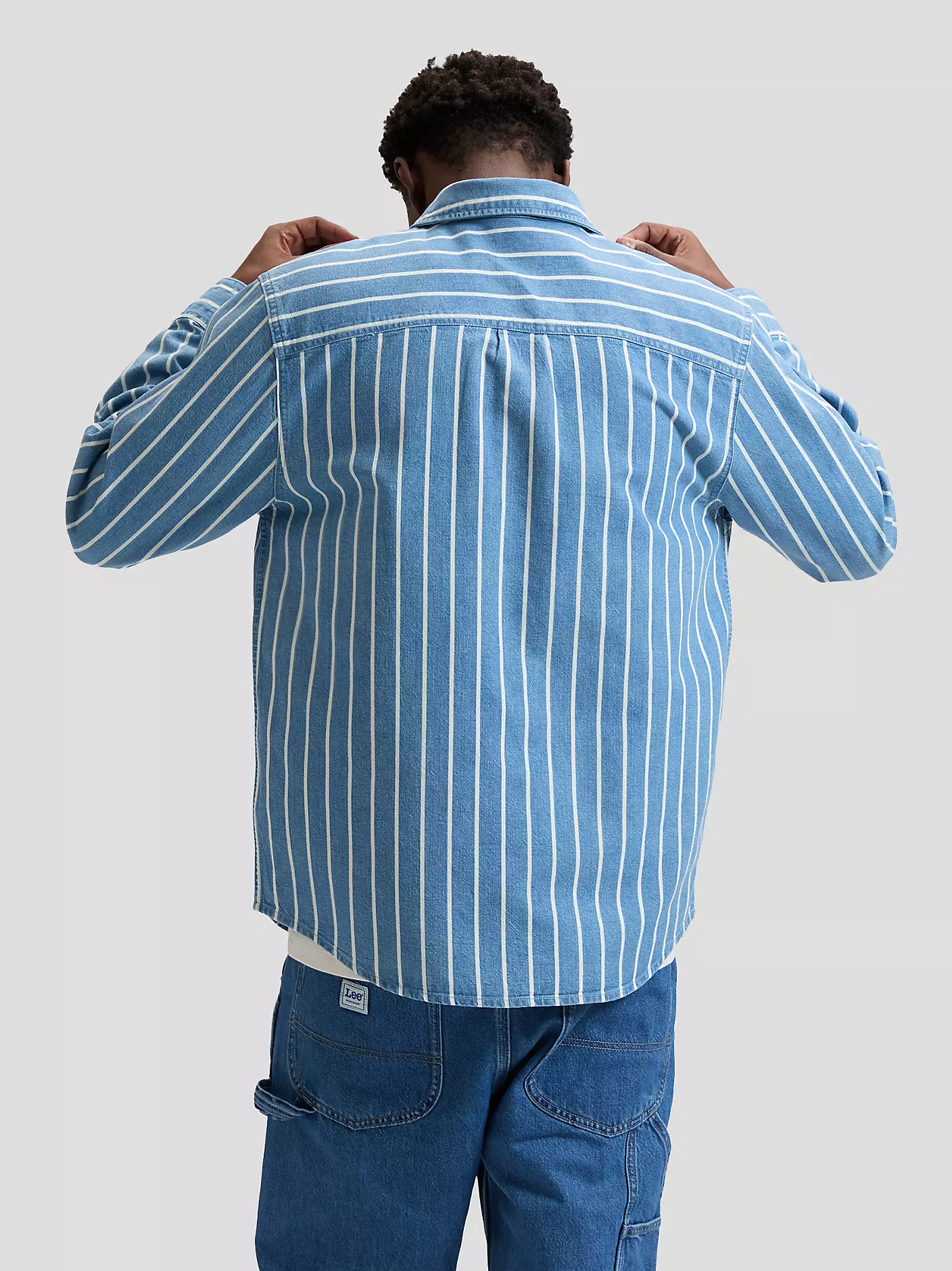 MĘSKA KOSZULA JEANSOWA LEE WORKWEAR BUTTON DOWN DENIM STRIPE 112376596