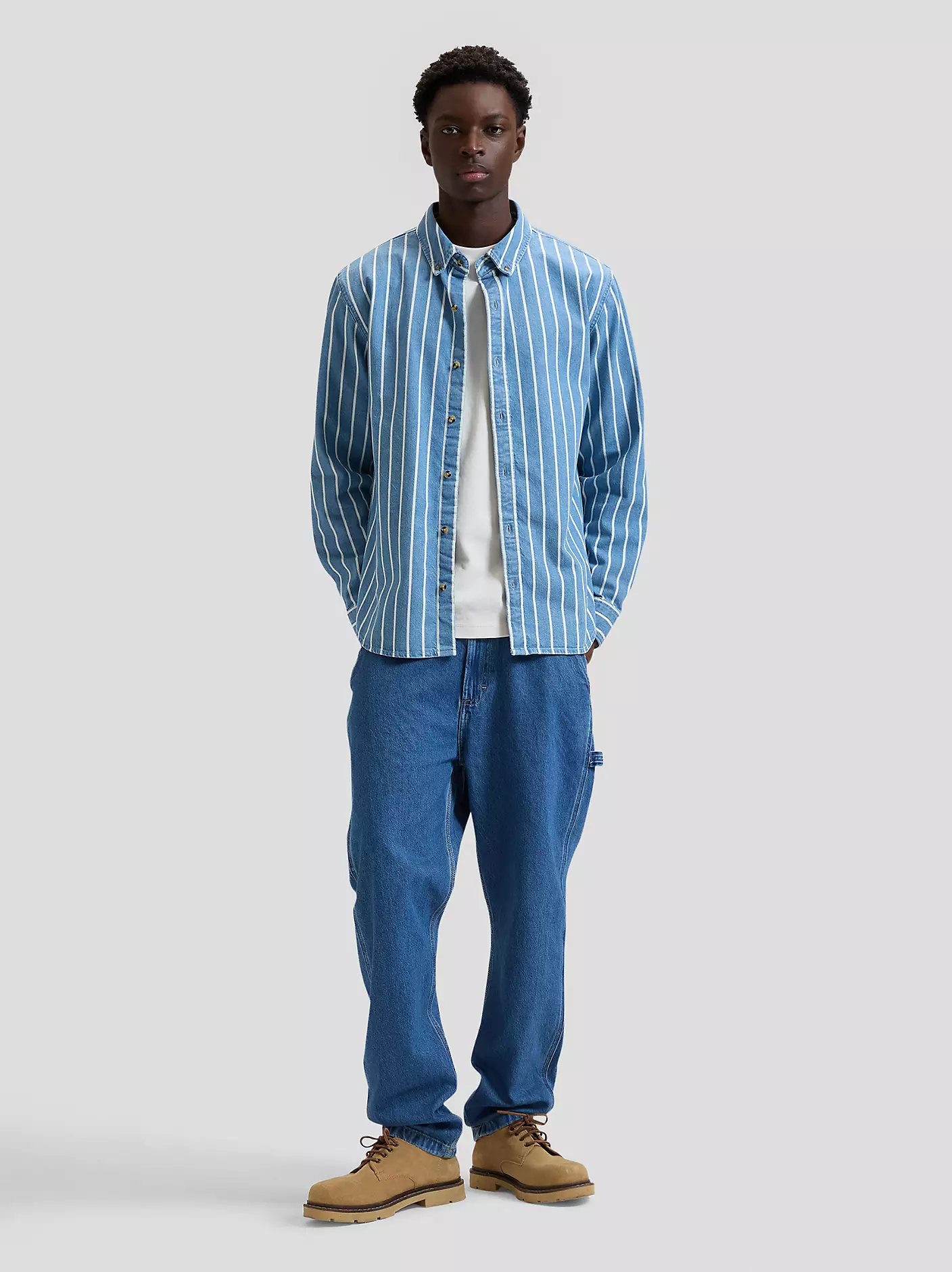 MĘSKA KOSZULA JEANSOWA LEE WORKWEAR BUTTON DOWN DENIM STRIPE 112376596
