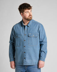 MĘSKA KOSZULA JEANSOWA LEE WORKWEAR OVERSHIRT GREY BALA L68DMMOJ 112117098