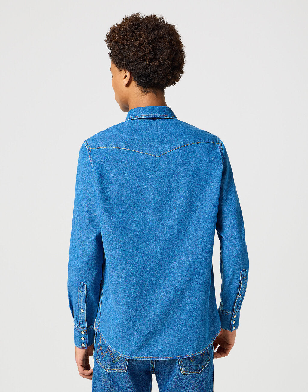 MĘSKA KOSZULA JEANSOWA WESTERN SHIRT MID STONE 112357215 W5B4014179