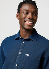 Męska Koszula Jeansowa Wrangler 1 Pkt Shirt Blue Oxide 112371548