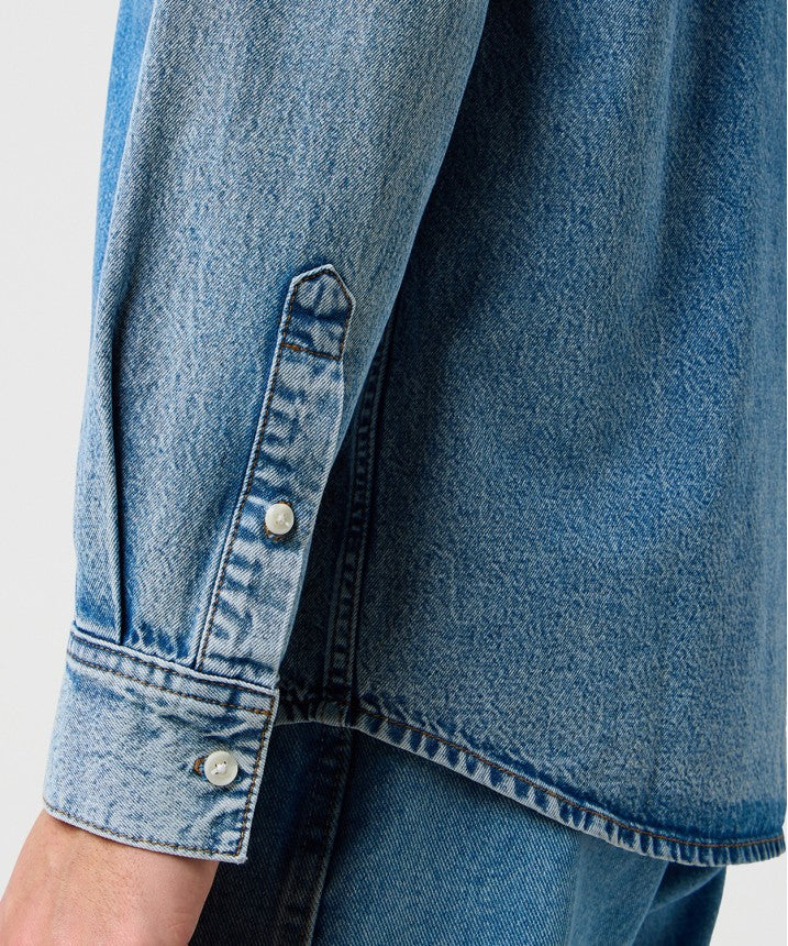 Męska Koszula Jeansowa Wrangler 1 Pkt Shirt Indigo Valley 112371549