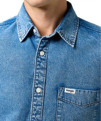 Męska Koszula Jeansowa Wrangler 1 Pkt Shirt Indigo Valley 112371549