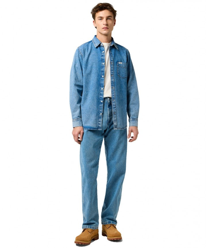Męska Koszula Jeansowa Wrangler 1 Pkt Shirt Indigo Valley 112371549