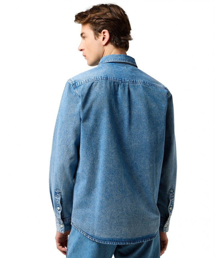 Męska Koszula Jeansowa Wrangler 1 Pkt Shirt Indigo Valley 112371549