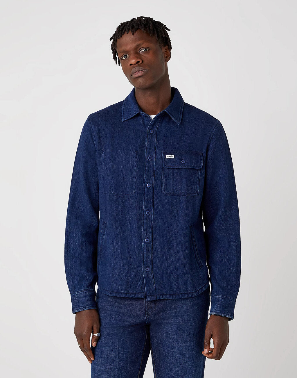 MĘSKA KOSZULA JEANSOWA WRANGLER LS OVERSHIRT DARK INDIGO W5J8N3X1E 112130194