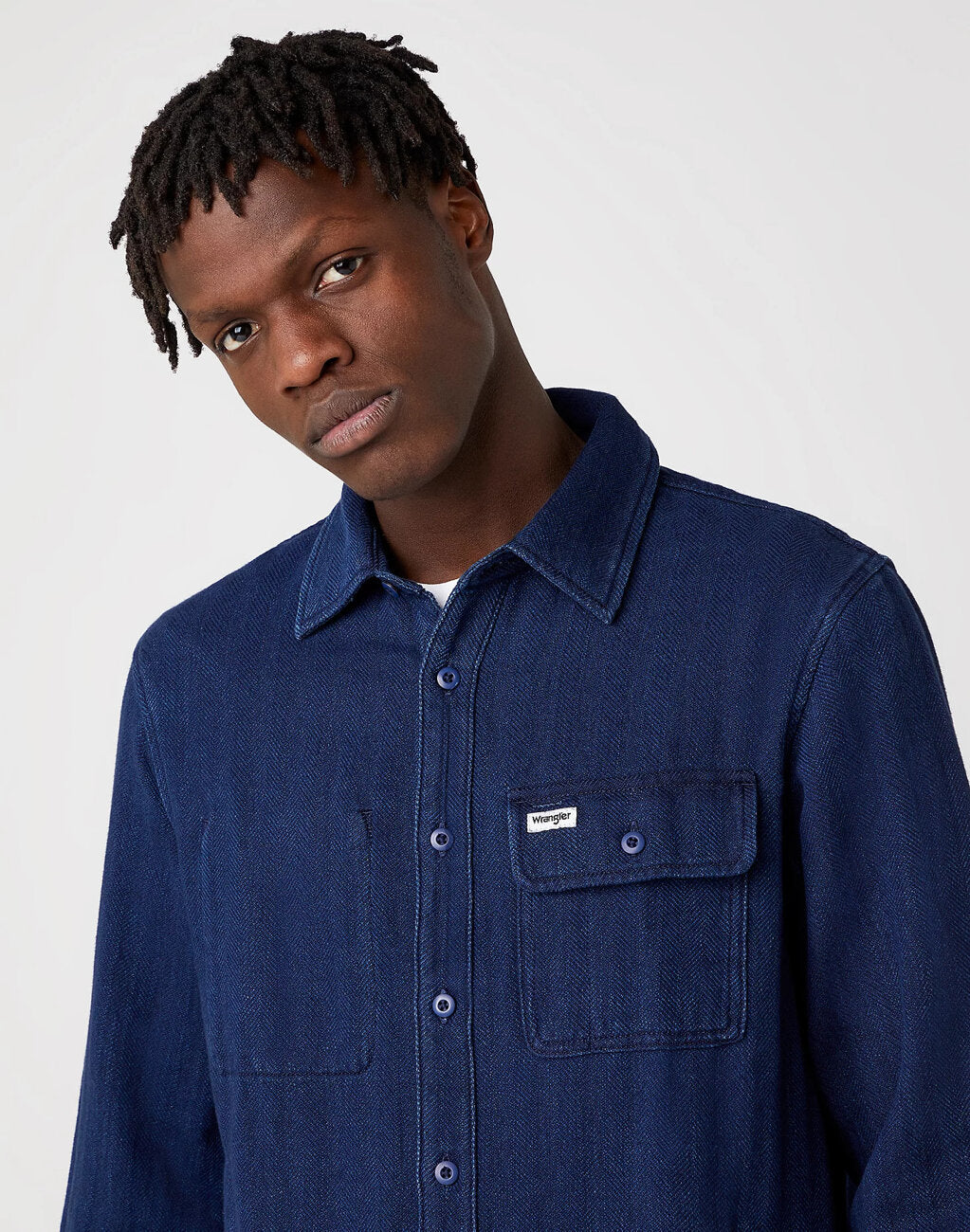 MĘSKA KOSZULA JEANSOWA WRANGLER LS OVERSHIRT DARK INDIGO W5J8N3X1E 112130194