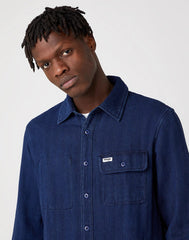 MĘSKA KOSZULA JEANSOWA WRANGLER LS OVERSHIRT DARK INDIGO W5J8N3X1E 112130194
