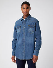 MĘSKA KOSZULA JEANSOWA WRANGLER LS WORKSHIRT TINTED BLUE W5D1AK725 112141437