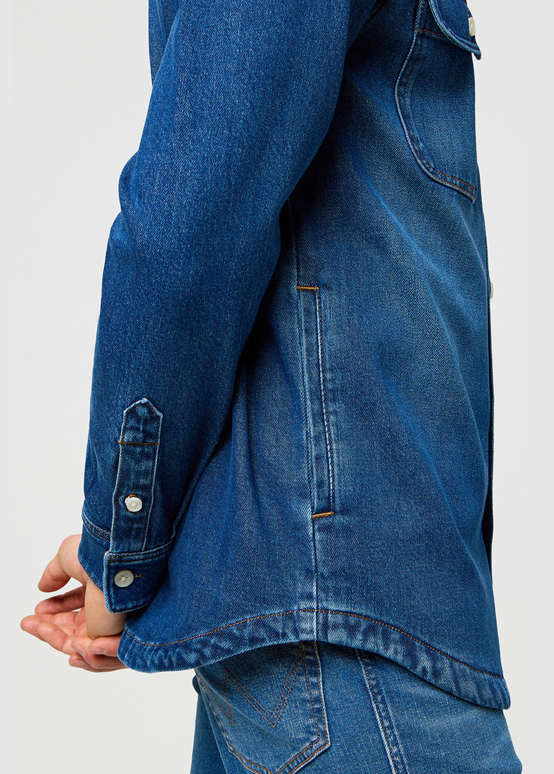 Meska Koszula Jeansowa Wrangler Overshirt Slatebound 112373187