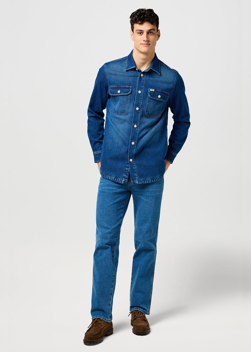 Meska Koszula Jeansowa Wrangler Overshirt Slatebound 112373187