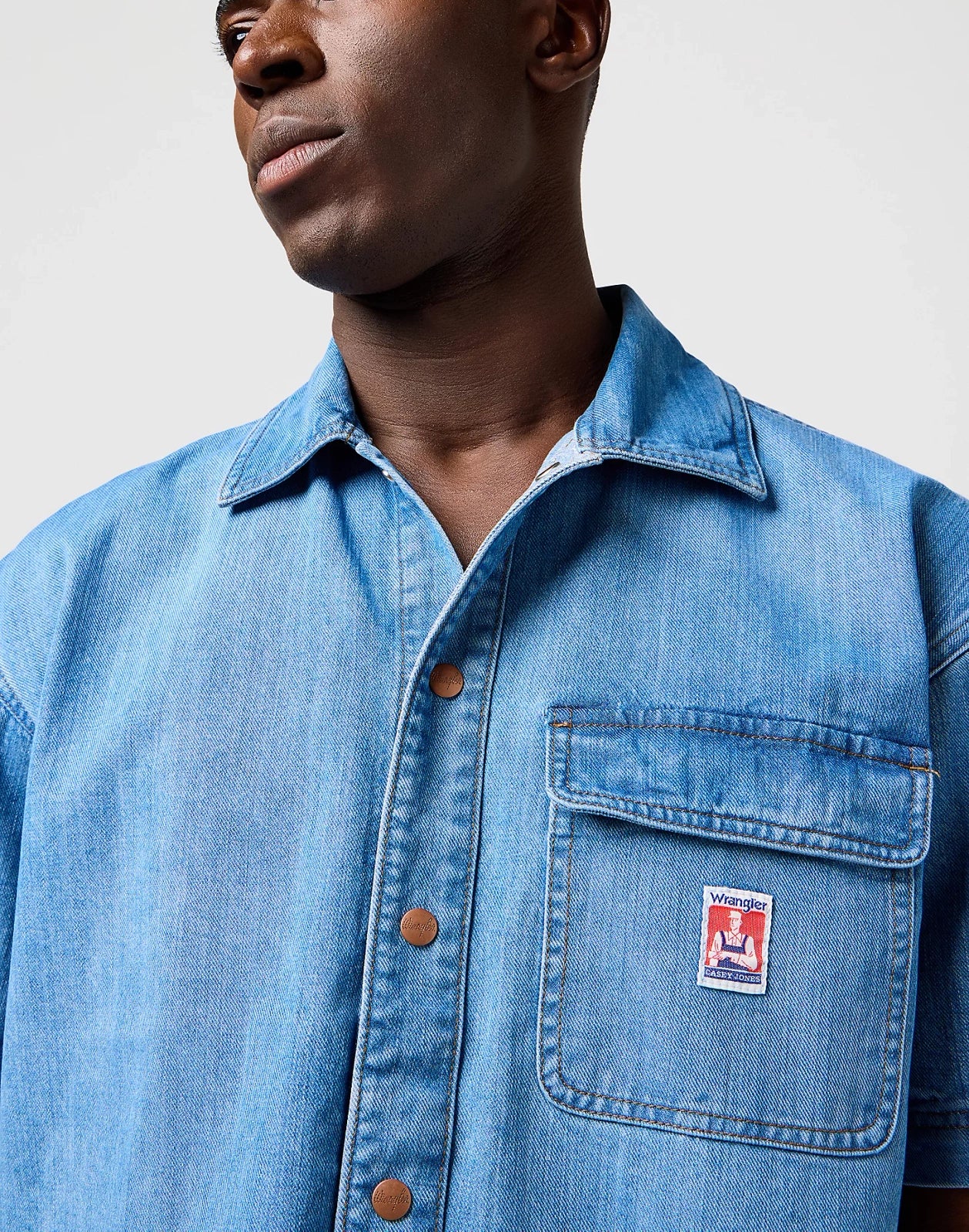 MESKA KOSZULA JEANSOWA WRANGLER SS CJ OVERSHIRT MID WASH 112362747