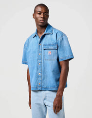 MESKA KOSZULA JEANSOWA WRANGLER SS CJ OVERSHIRT MID WASH 112362747