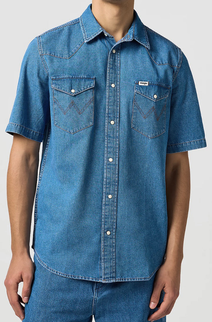 MĘSKA KOSZULA JEANSOWA WRANGLER SS WESTERN SHIRT COOL MEDIUM 112362372