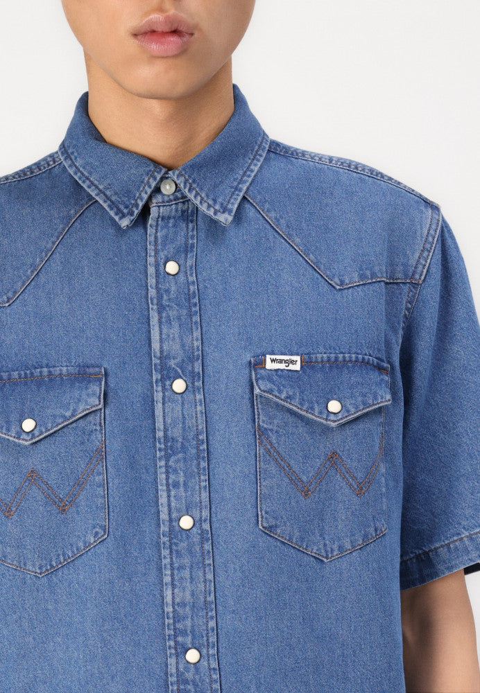 MĘSKA KOSZULA JEANSOWA WRANGLER SS WESTERN SHIRT COOL MEDIUM 112362372