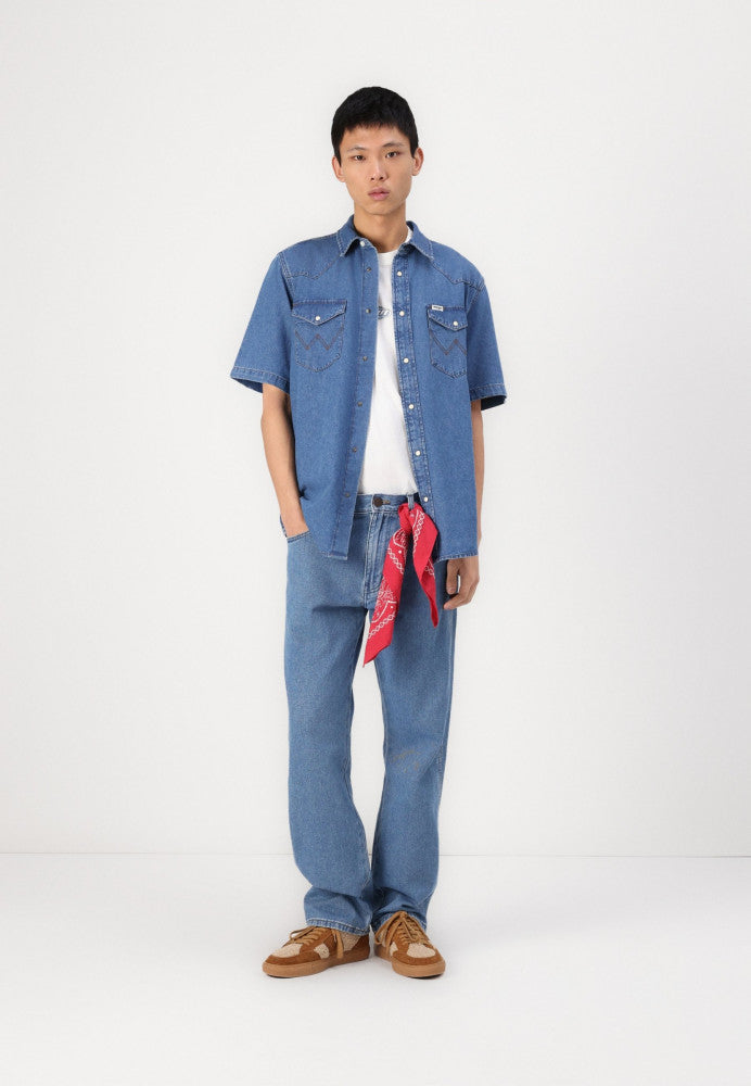 MĘSKA KOSZULA JEANSOWA WRANGLER SS WESTERN SHIRT COOL MEDIUM 112362372