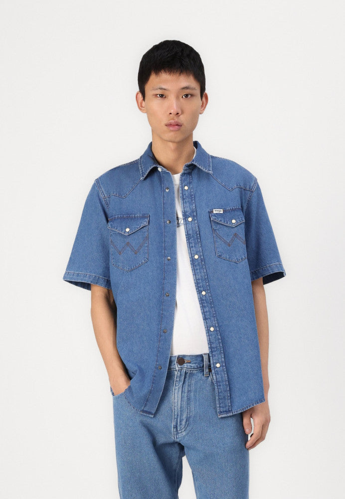 MĘSKA KOSZULA JEANSOWA WRANGLER SS WESTERN SHIRT COOL MEDIUM 112362372
