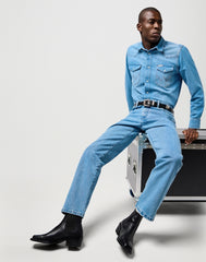 Męska Koszula Jeansowa Wrangler Western Shirt Mid Light Wash 112362744