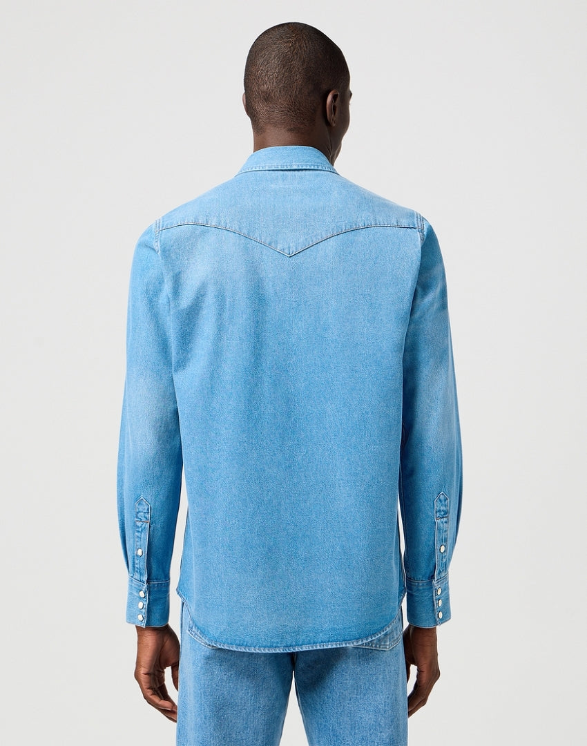 Męska Koszula Jeansowa Wrangler Western Shirt Mid Light Wash 112362744
