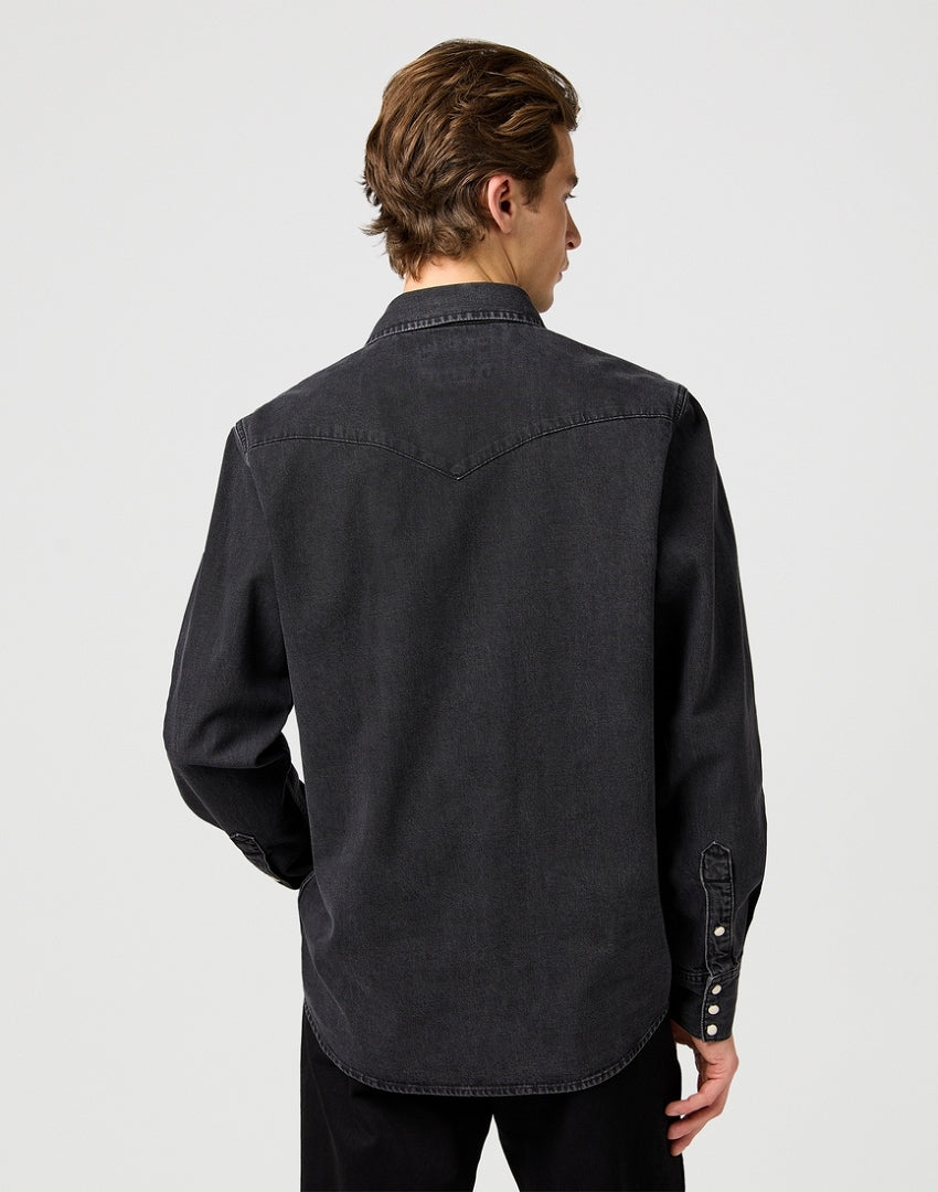 Męska Koszula Jeansowa Wrangler Western Shirt Rinse Black 112362906
