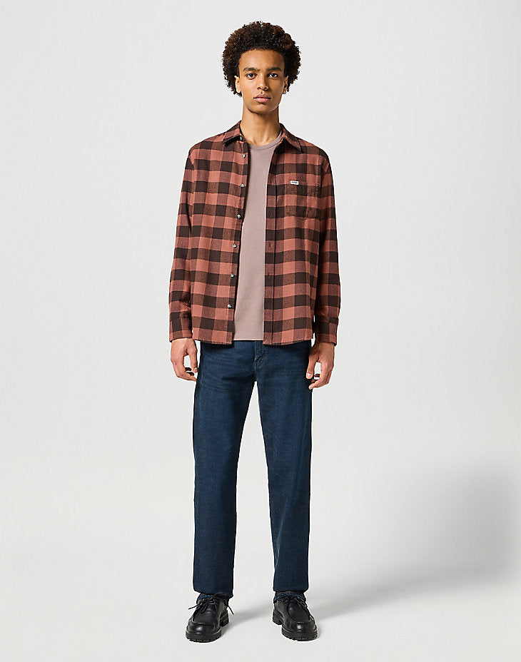 MĘSKA KOSZULA KRATA WRANGLER 1 PKT SHIRT ROOT BEER CHECK 112357381
