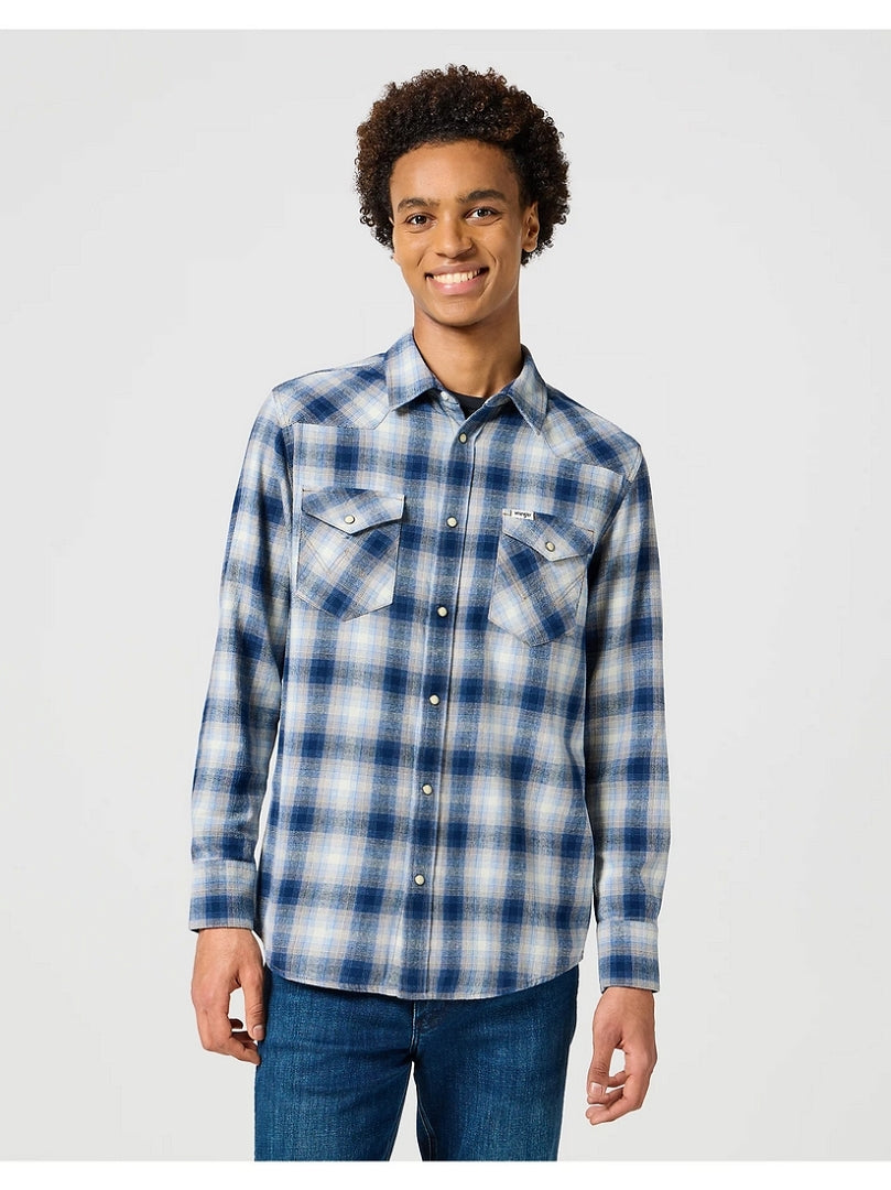MĘSKA KOSZULA KRATA WRANGLER WESTERN SHIRT BLUE SHADOW 112357398