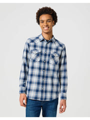 MĘSKA KOSZULA KRATA WRANGLER WESTERN SHIRT BLUE SHADOW 112357398