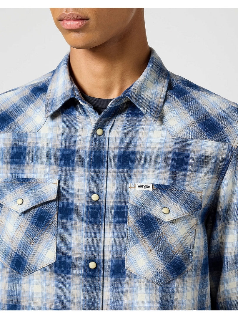 MĘSKA KOSZULA KRATA WRANGLER WESTERN SHIRT BLUE SHADOW 112357398