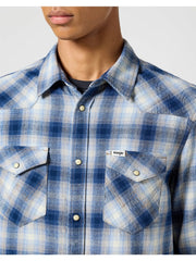 MĘSKA KOSZULA KRATA WRANGLER WESTERN SHIRT BLUE SHADOW 112357398