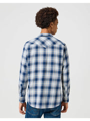 MĘSKA KOSZULA KRATA WRANGLER WESTERN SHIRT BLUE SHADOW 112357398