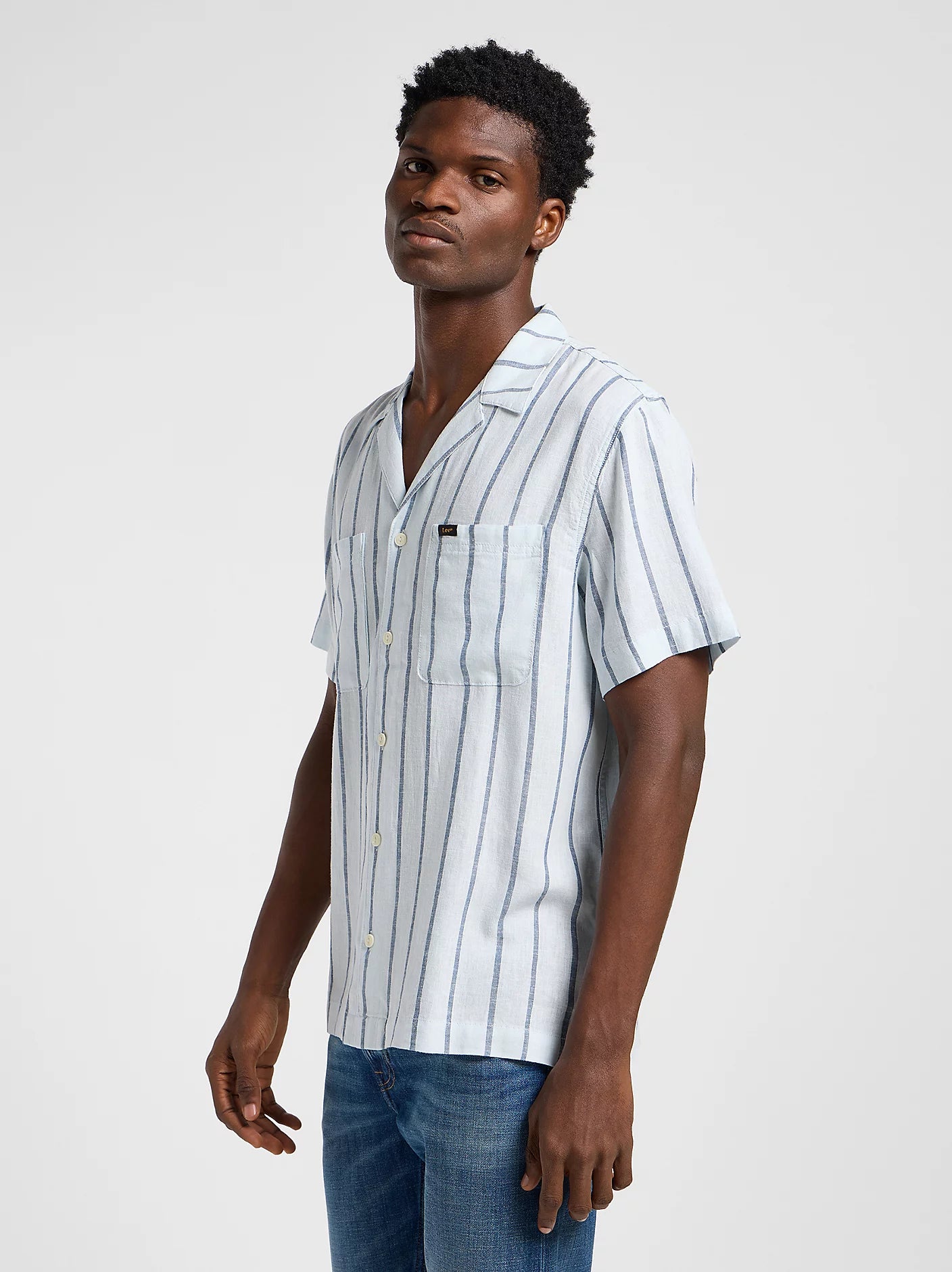 Meska Koszula Lee 2 Pkt Camp Shirt Orion Blue 112364108