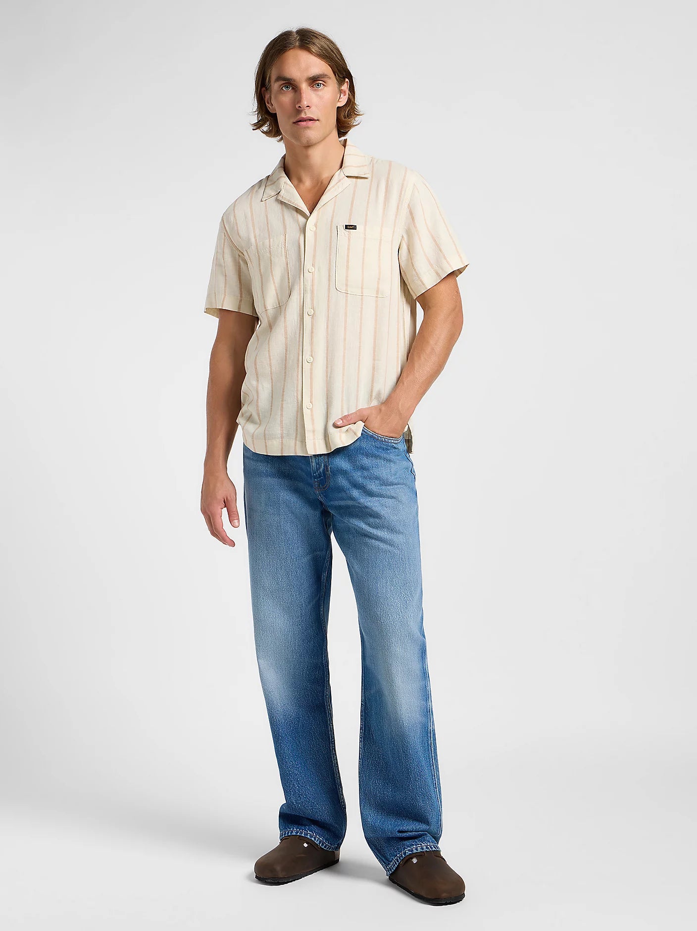 Meska Koszula Lee 2 Pkt Camp Shirt Soy Bean 112363920