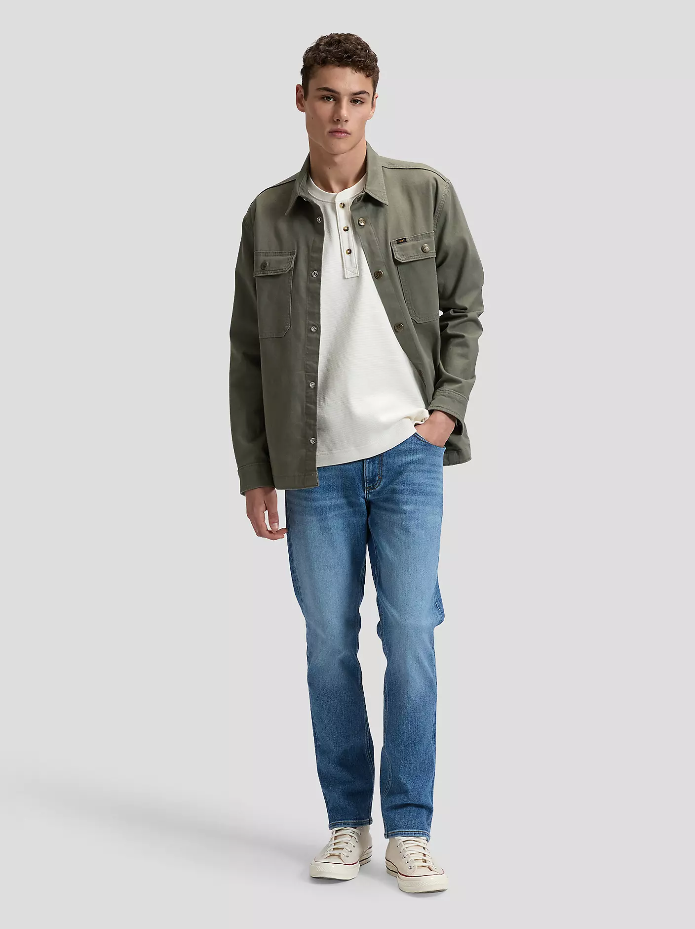 MĘSKA KOSZULA LEE 2 POCKET OVERSHIRT LICHEN OLIVE 112376566