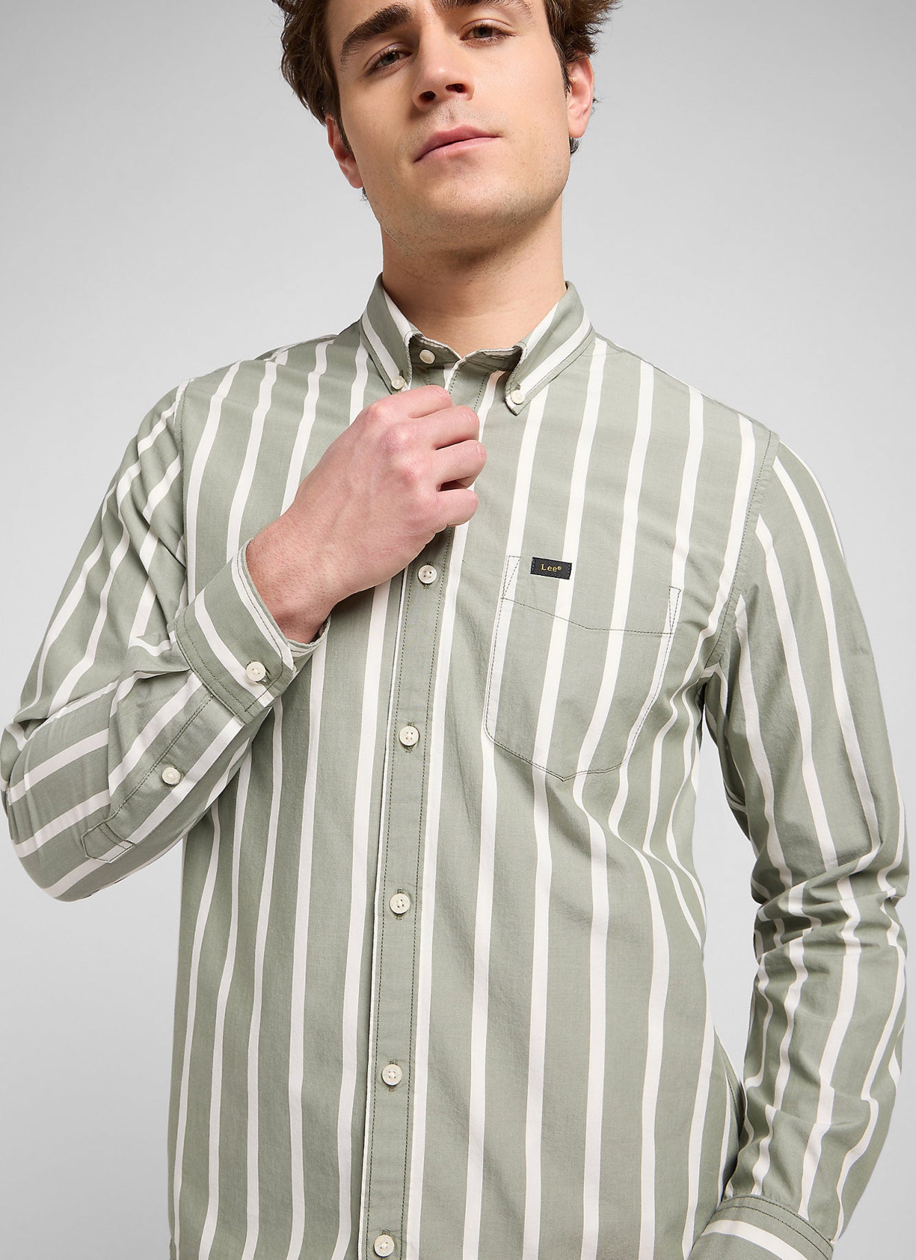 Męska Koszula Lee Button Down Olive Stone Stripe 112370546