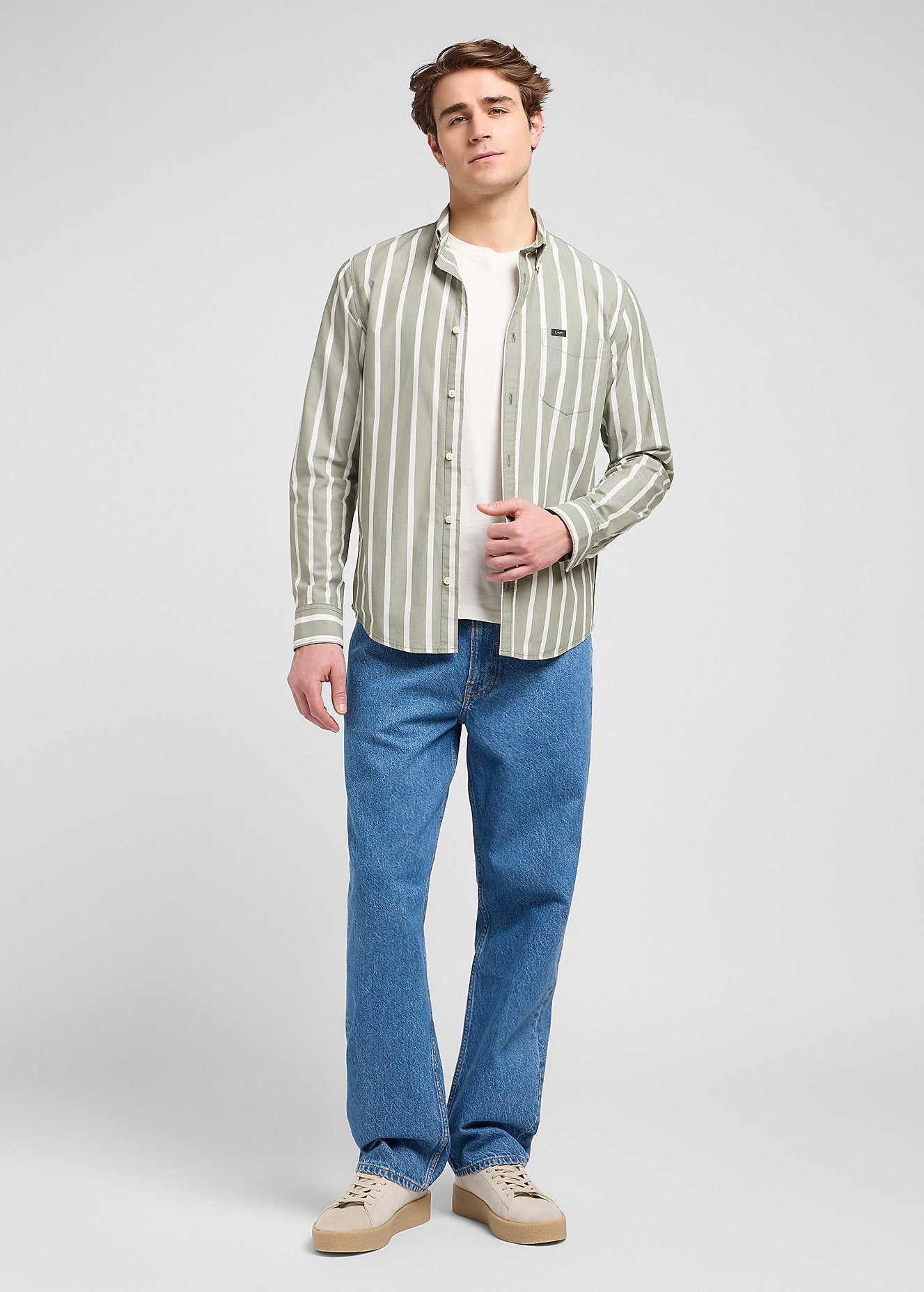 Męska Koszula Lee Button Down Olive Stone Stripe 112370546