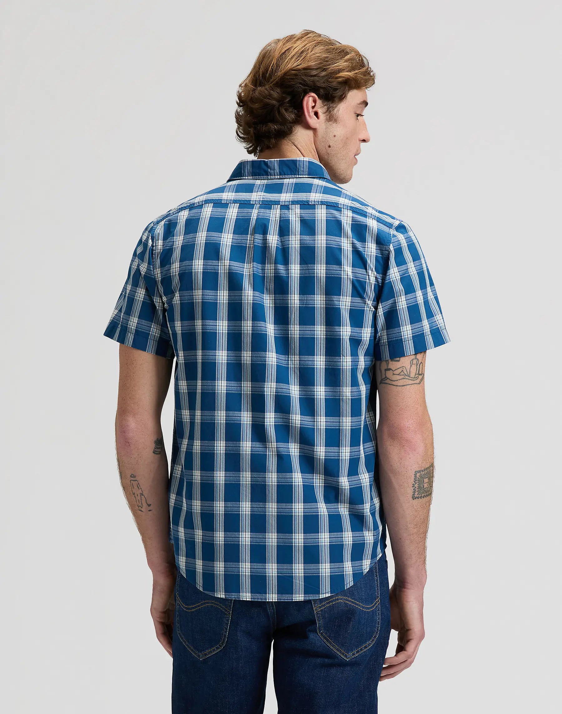 MESKA KOSZULA LEE BUTTON DOWN SS DEEP SEA PLAID 112376549