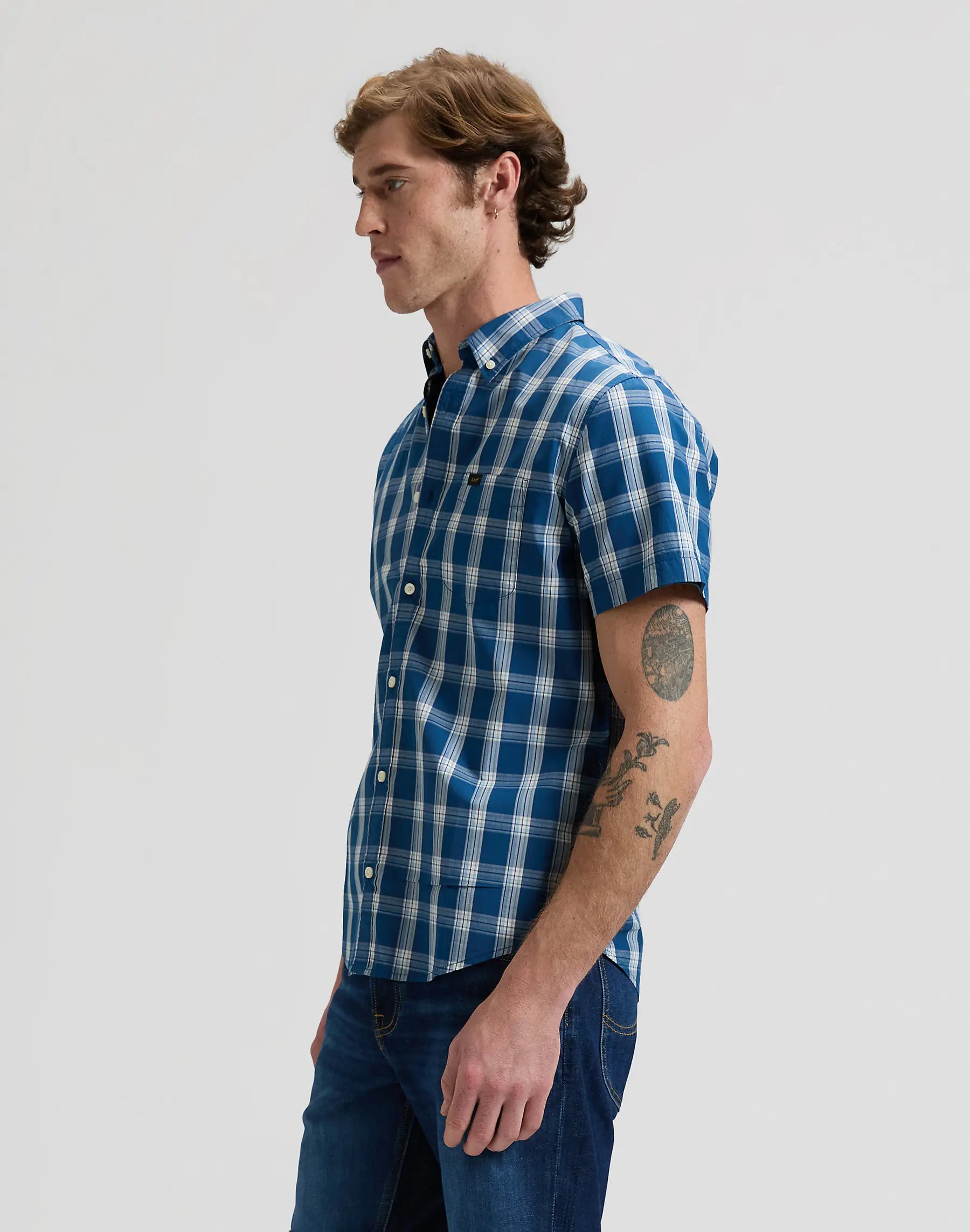 MESKA KOSZULA LEE BUTTON DOWN SS DEEP SEA PLAID 112376549
