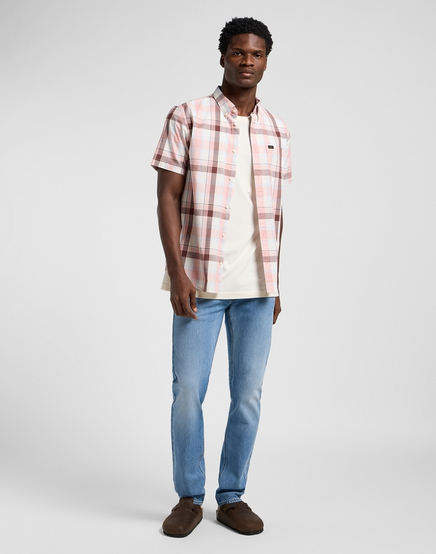 MĘSKA KOSZULA LEE BUTTON DOWN SS ROSA AURORA PLAI 112363689