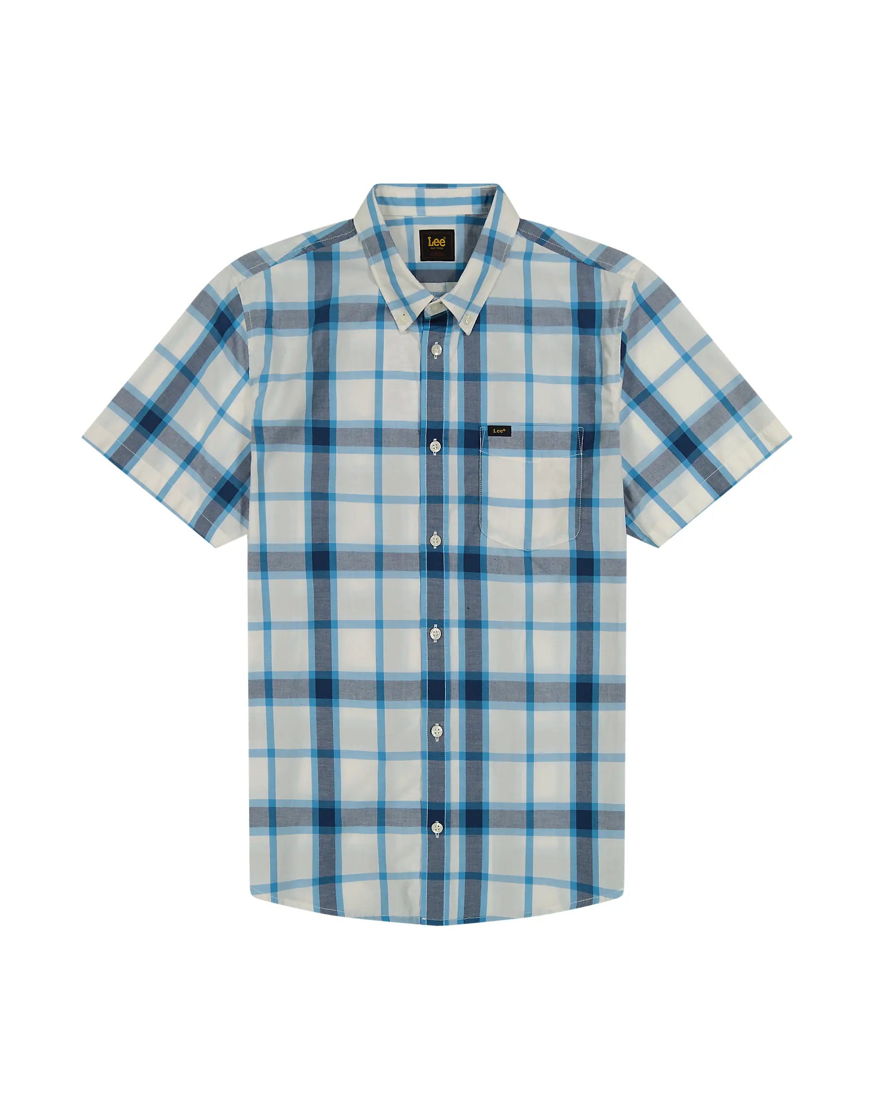 MESKA KOSZULA LEE BUTTON DOWN SS STREAM ECRU PLAI 112363688