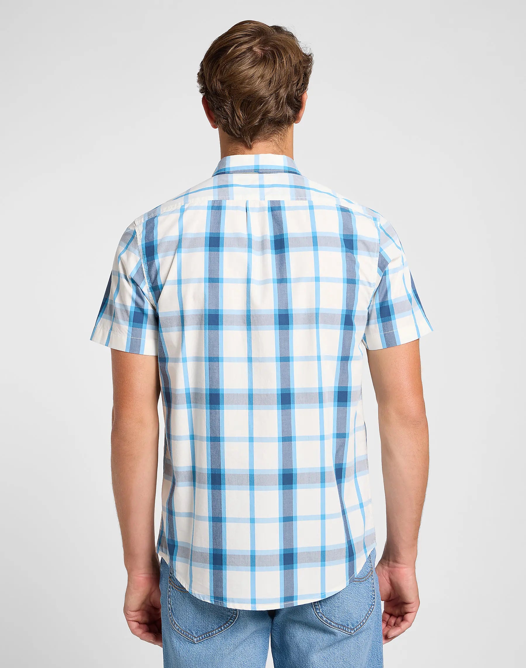 MESKA KOSZULA LEE BUTTON DOWN SS STREAM ECRU PLAI 112363688