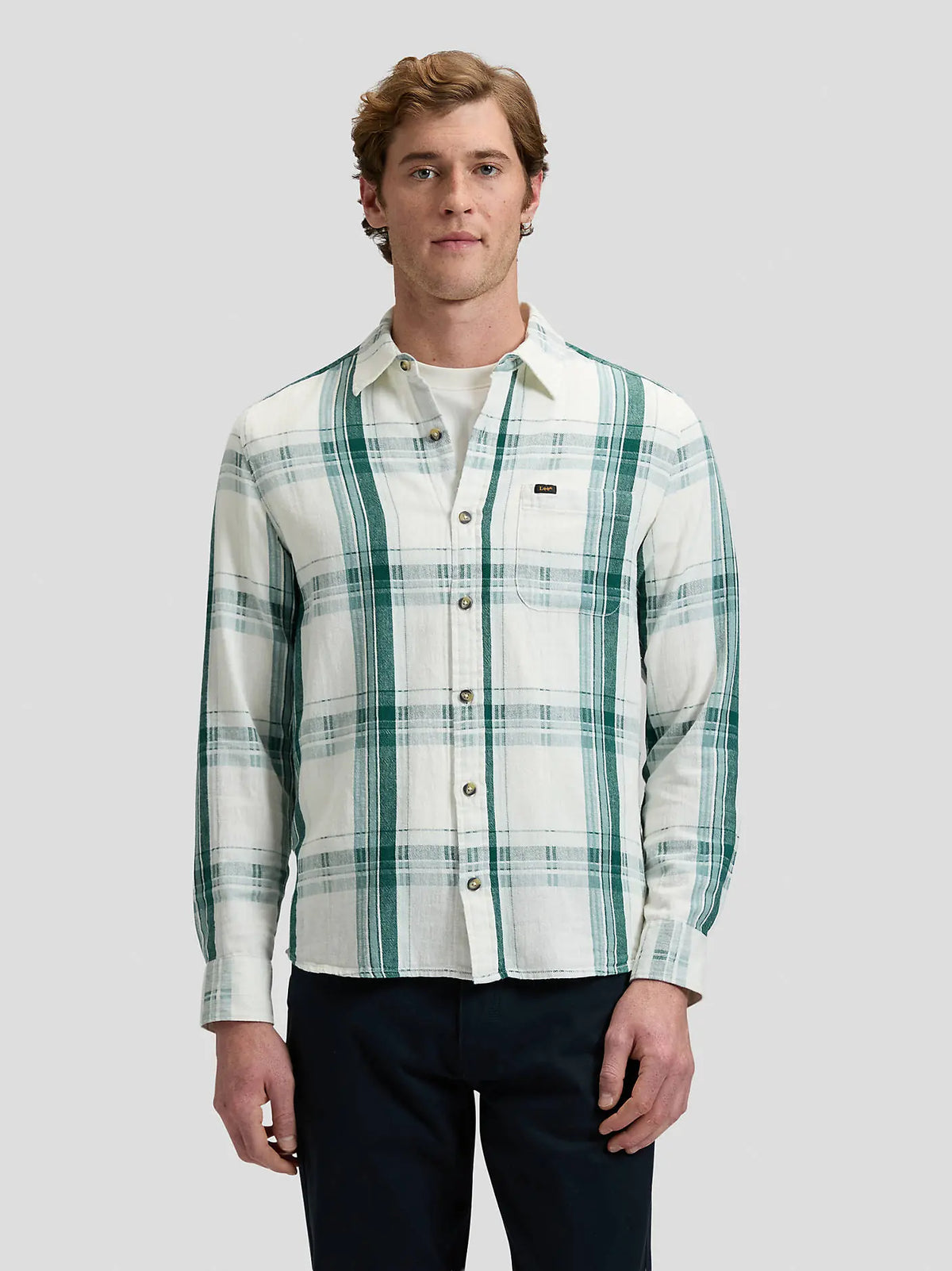 MESKA KOSZULA LEE LEESURE SHIRT ALGAE PLAID 112377248