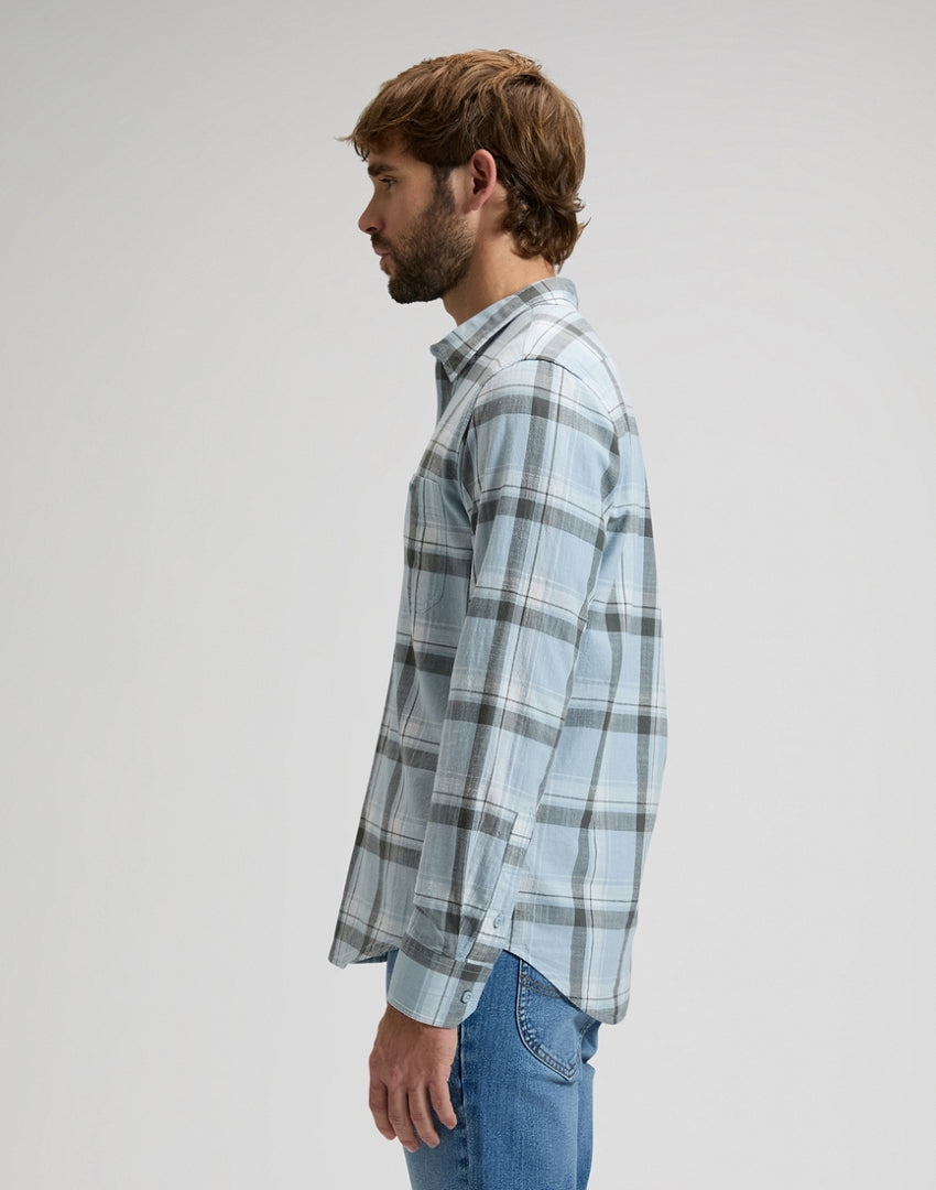 MESKA KOSZULA LEE LEESURE SHIRT CONCRETE GRAY PLAID 112376583